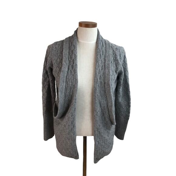 Brixon Ivy gray open Front knit Cardigan Sweater Angora Cashmere Blend Medium - Picture 1 of 9